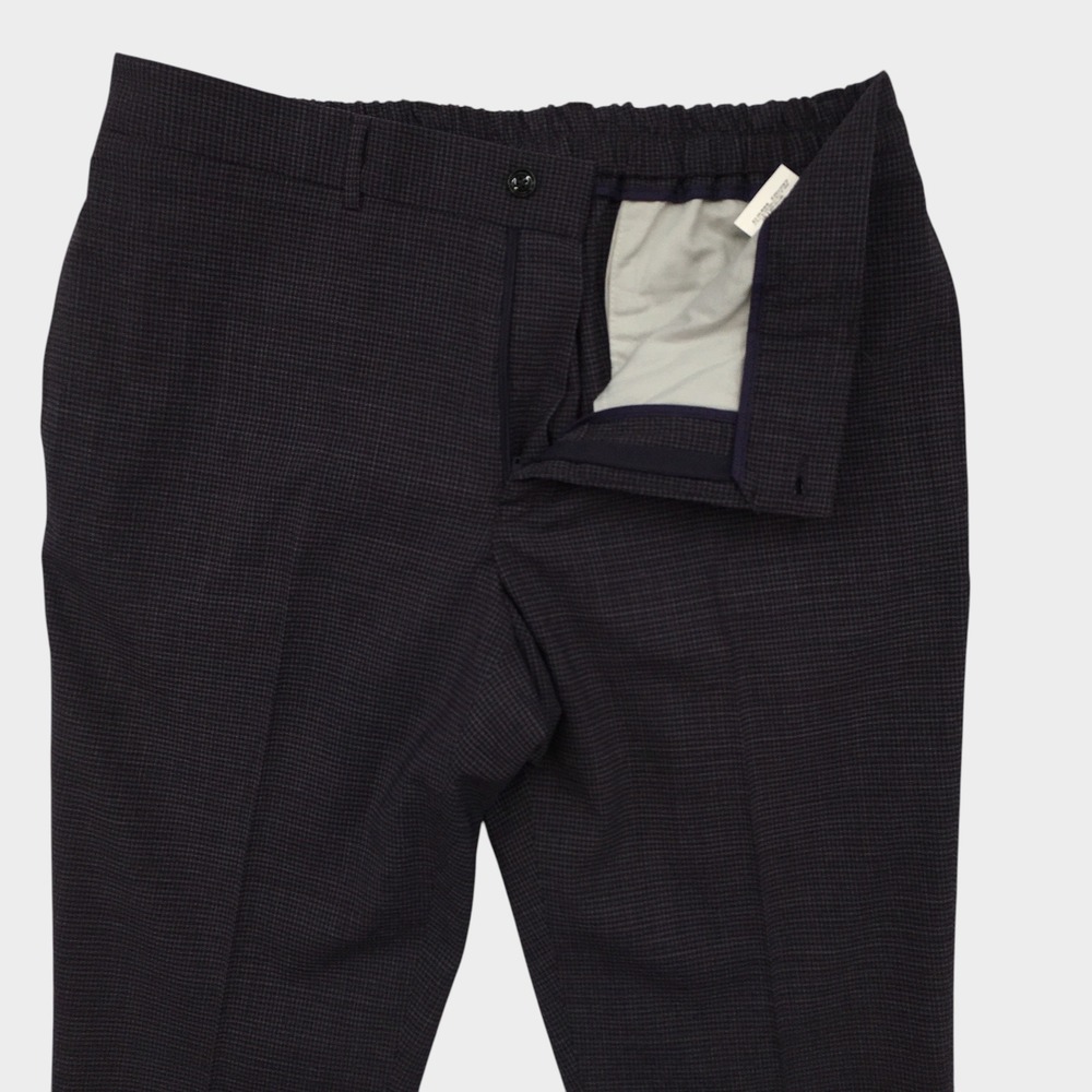 Ted Baker London Mens Jem Pant Wool‎ Blend Micro Check Trousers Purple Navy 36R